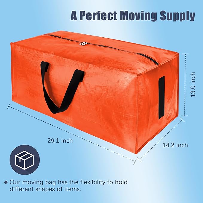 HOMESURE 12 Pack Large Strong Moving Bags with Zippers & Carrying Handles - Water-Resistant - Heavy Duty Storage Tote for Spa