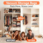 12 Pack Vacuum Bags for Travel with USB & TYPE C Pump,Compression Packing Cubes for Luggage,Carry-on Space Saver Vacuum Seal 