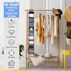 Kenning 4 Pack Hanging Shoe Shelves 10 Shelf Hanging Shoe Organizer Holder for Hats Purses Handbags Closet Space Saving