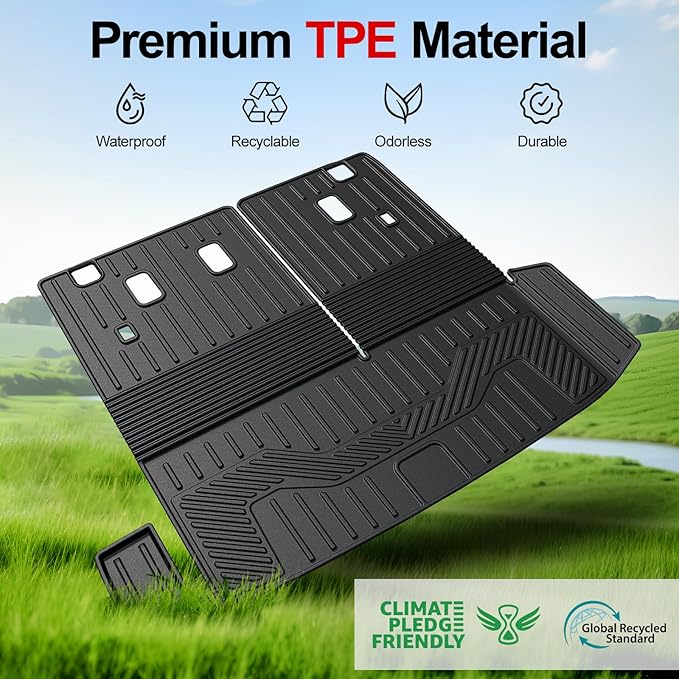 Floor Mats for 2023-2025 2026 Honda Pilot, Cargo Mat with Backrest Mat All Weather TPE Cargo Liner Replacement Protection for 2025 Honda Pilot Accessories Door Sill Guards