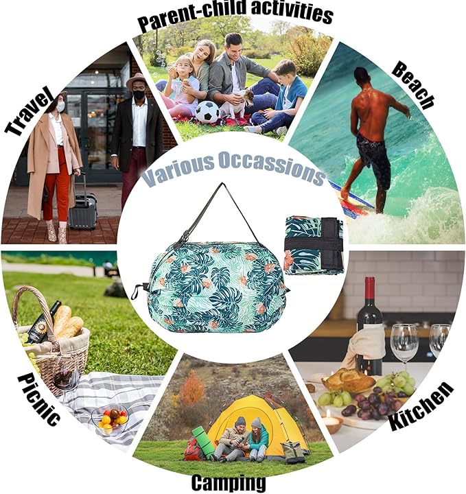 Foldable Reusable Tote Bags - Thickened 210D Nylon Waterproof Grocery Shopping Bag with Zipper & Adjustable Strap