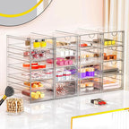 YFXCVSL Acrylic Makeup Organizer with 19 Drawers, 4 Pack Clear Storage Drawers, Bathroom Makeup Organizer for Palettes, Cosme