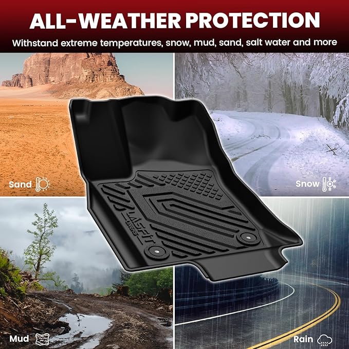 LASFIT Floor Mats&Trunk Mat&Backrest Mats for Dodge Durango 2016-2026, Fit 2nd Row Bench Seat(7seats), Not for 2nd Row Bucket Seat(6seats/5 Seats), All Weather TPE Custom Fit Cargo Liner, Black