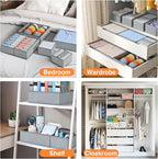 DIMJ Drawer Organizer Clothes, 15 Pack Underwear Organizer, Foldable Closet Bins, Sock Organizer Bra Cube, Fabric Dresser Box