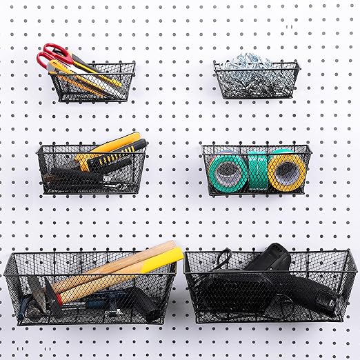 Pegboard Baskets Wall Mount Wire Peg Board Baskets 3 Sizes Pegboard Accessories Slatwall Bins Basket Home Garage Pegboard Han