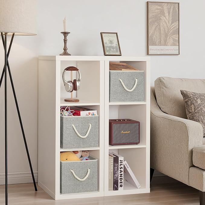 StorageWorks Fabric Storage Bins for Shelves, Storage Baskets for Closet Organization, Organizer Bins for Clothes Storage, Gr