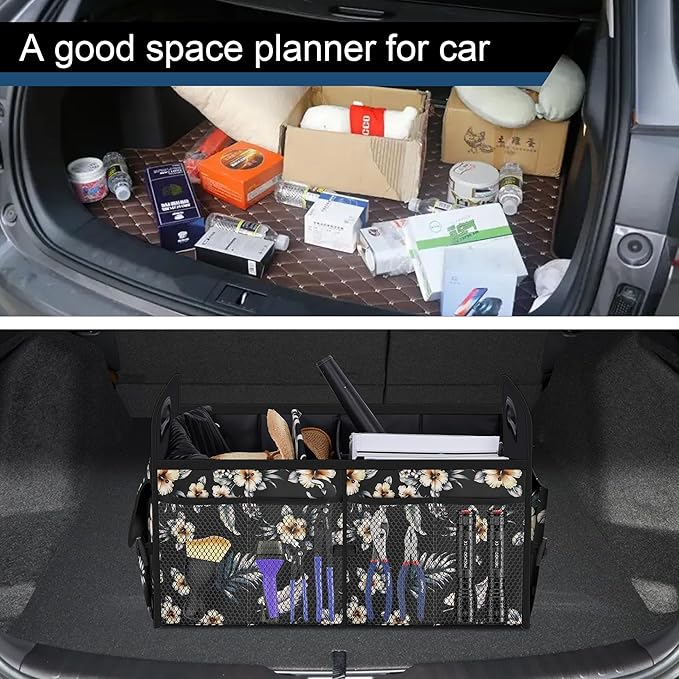 Femuar Car Trunk Organizer,Car Storage Organizer with 72L Large Capacity Waterproof Collapsible and 11 Pockets,Trunk Organizer for Car