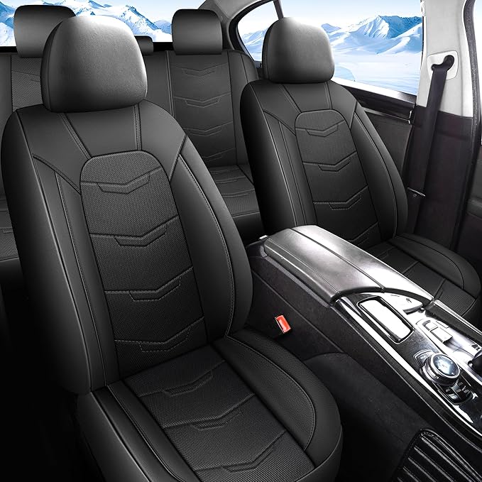 Car Seat Covers Full Set,Leather Car Seat Covers,Breathable and Sporty Car Seat Cover,Universal Fit Anti-Slip Seat Covers for