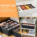 Criusia 3 Pack Sock Underwear Organizer Dividers, 64 Cell Fabric Foldable Cabinet Closet Organizers and Storage Boxes for Sto