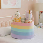 OrganiHaus Rainbow Blanket Basket for Classroom & Nursery, Extra Large Woven Laundry Basket w/Handles, Kids Toy Organizer & S