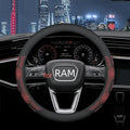 Leather Steering Wheel Cover for Dodge Ram 1500 2500 3500, 15.5-16 inches Car Steering Wheel Cover with Non-Slip Breathable (