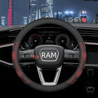Leather Steering Wheel Cover for Dodge Ram 1500 2500 3500, 15.5-16 inches Car Steering Wheel Cover with Non-Slip Breathable (