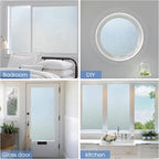 SUNBABY Window Privacy Film Frosted Glass Windows Clings Heat Blocking Windows Film Decorative Bathroom Door Windows Coverings Frosting Day and Night Privacy Film Home Window Tint,17.5x157.5IN