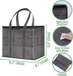 VENO 2 Pack Cooler Bag and Insulated Grocery Bags for Food Delivery, Collapsible Cooler. Reusable Shopping Bags for Groceries with Hard Bottom, Zippered, Foldable, Heavy-Duty (Windowpane, 2 Pack)