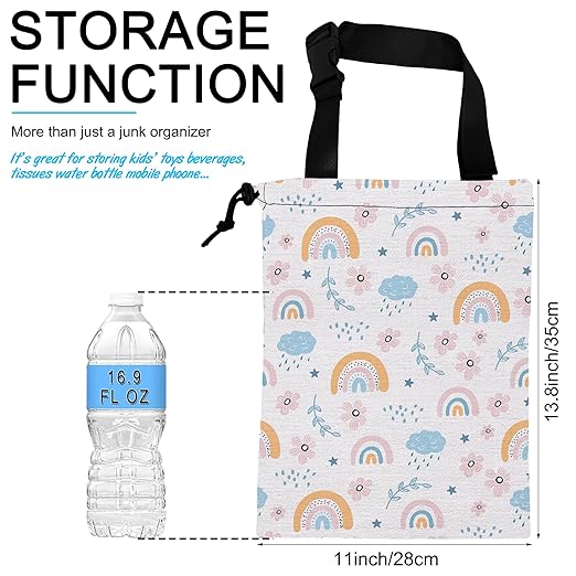 Car Trash Bag Hanging Cloud Rainbow Flower Car Trash Can Waterproof Garbage Bag Hanging for Car Back Seat