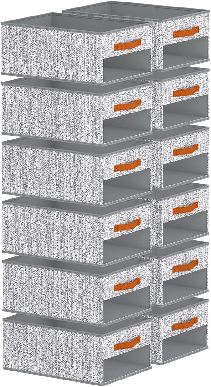 Homsorout Drawer Organizers and Storage - 12 Pack Foldable Pants Organizer with Clear Window & Handles, Fabric Closet Organiz