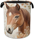 Horse Flowers Laundry Basket Collapsible Laundry Hamper Oxford Storage Bin for Clothes Storage, Toy Organizer, Books and Sund