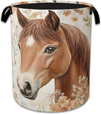 Horse Flowers Laundry Basket Collapsible Laundry Hamper Oxford Storage Bin for Clothes Storage, Toy Organizer, Books and Sund