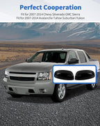 Rearview Mirror Half Caps Covers Compatible with 2007-2014 Chevy Silverado GMC Sierra Avalanche Tahoe Suburban Yukon Escalade ESV Left Right Side View Upper Mirror Cover Caps, Black