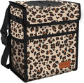 Car Trash Can with Lid Leak Proof Garbage Waterproof Bag for SUV Front Seat Multipurpose Hanging Headrest Collapsible and Portable Storage Mesh Pocket, Leopard Print