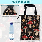 Car Garbage Bag Mushrooms and Golden Leaves Hanging Canvas Car Trash Bag Drawstring Car Back Seat Organizer for Car Back Front Seat Console with Adjustable Buckle