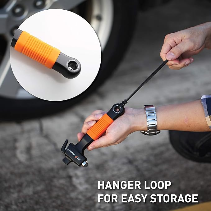 Stinger Super Duty Car Emergency Escape Tool, Hardened Carbon Steel Vehicle Safety Hammer, Spring Loaded Window Breaker, Razo