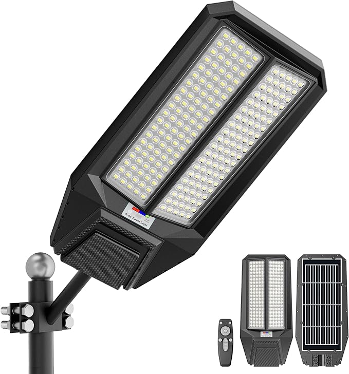 loyoele Ultra-Bright Solar Street Light with Motion Sensor, 11000W Commercial Outdoor Solar Security Light, IP67 Waterproof, Dusk-to-Dawn LED Flood Light for Yard, Parking Lot, Driveway, Barn, Garden