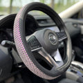PINCTROT D Shaped Bling Comfy Steering Wheel Cover with Jumbo Crystal Rhinestones, Anti-Slip Diamond Leather, Flat Bottom 14.5-15 Inch (Purple)
