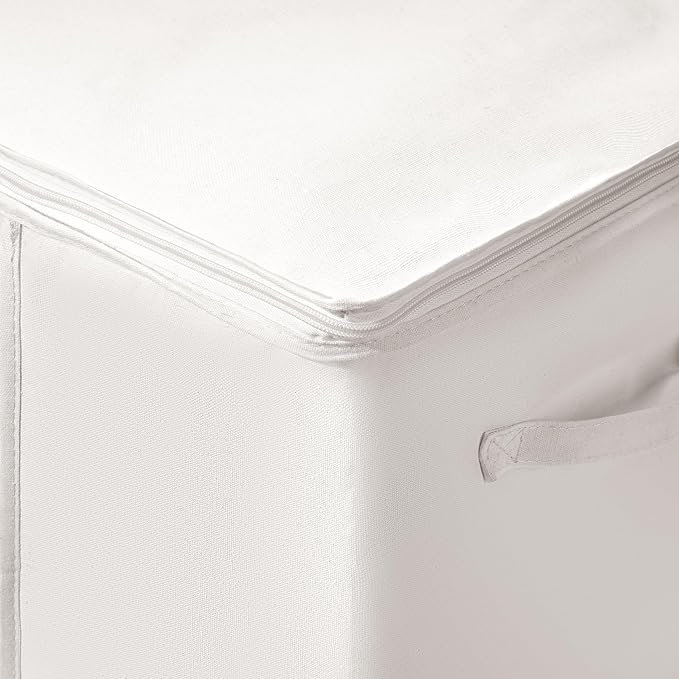 TYEERS Large Storage Bags with Zipper and Clear Window, Cotton Blended Fabric Storage Containers for Seasonal Clothes and Bed