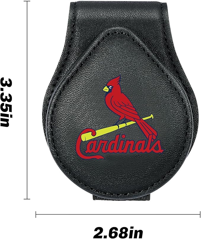 for MLB St.Louis Cardinals Car Visor Sunglass Holder - Black Leather Eyeglass Case with Team Logo, Clip-On Sun Visor Organizer for Auto Interior, St.Louis Cardinals Gifts