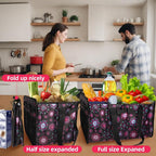 Muzale Extra Large Utility Tote Bag with Wire Frame Collapsible Reusable Grocery Bags Heavy Duty Shopping Bags for Groceries with Handles Trunk Organizer for Beach Car Picnics Camping Laundry
