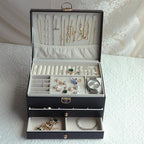 Jewelry Organizer Box for Women, Large Jewelry Organizer with Lock, 3 Tier Storage Box with Velvet Lining, 2 Drawers, Necklac