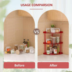 Sezanrpt 3 Tier Acrylic Corner Shelf Organizer Storage 9.5x9.5x15.7 Inch, Red Countertop Corner Shelf for Bathroom, Kitchen, 
