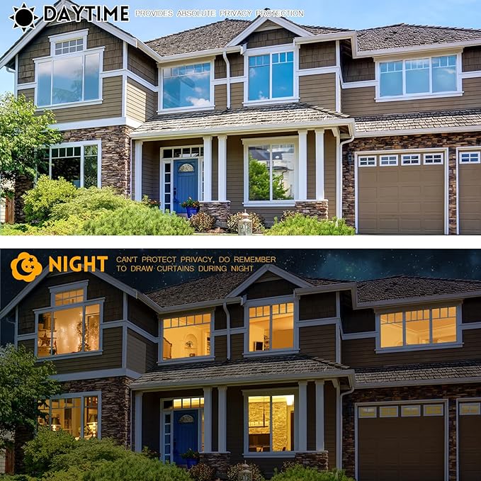 KESPEN One Way Window Film Window Tinting Film for Home Sun Blocking Static Cling One Way Anti UV Reflective Film for Home and Office, Brown-Silver, 29.5 Inch X 6.5 Feet