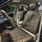 AUTOFAN Leopard Car Seat Covers Full Set with Steering Wheel Cover 2 Seat Belt Pads, Cheetah Print Seat Covers for Cars for W