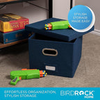 Internet's Best Collapsible File Storage Organizer - Decorative Linen Filing & Storage Office Box - Letter/Legal - Navy - 1 P