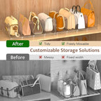 SURETIVIAN 2-Pack Purse Organizers for Closet, Adjustable Small Shelf Divider Rack for Closet, Clear Handbag Storage Organize