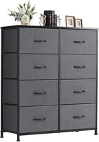 DUMOS 8 Drawer Dresser for Bedroom, Fabric Storage Organizer with Sturdy Metal Frame, Wooden Top Chest of Drawers for Closet 