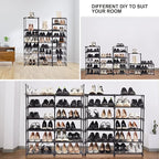 Mavivegue Extra Large Shoe Rack, 8 Tier 4 Rows 72-76 Pairs Big Tall Metal Shoe Shelf,Big Boot Rack Storage Organizer for Gara