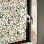 Niviy Leaf Rainbow Window Film, Stained Glass Window Film Glass Decals Static Cling Stickers, Windows Tint for Home Bathroom (16.93 x 39.37inch)
