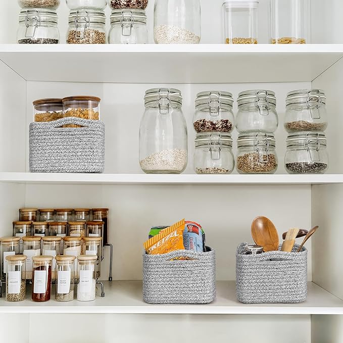 Goodpick Storage Baskets, Small Baskets for Organizing, Toy Storage for Gifting, Woven Rope Shelf Organizer for Nursery Organ