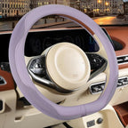 14 inch D Shaped Steering Wheel Cover for Prius Civic, Nappa Microfiber Leather Non-Slip Breathable Fabric, Warm in Winter an