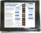 Perfect Curve 11-Pocket Hanging Baseball Hat Organizer - Gray Hat Storage Rack for Closet, Holds Up to 100 Caps. Also store s