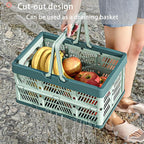 Collapsible Plastic Storage Crate - 20L Folding Organizer Basket Portable Stacking Storage Crate Bin with Handle, for Camping