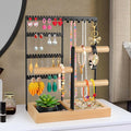 Godboat Jewelry Holder Organizer, 4-Tier Earring Holder with 48 Holes, 6 Hooks Necklace Holder, Removable Bracelet Holder, Gi