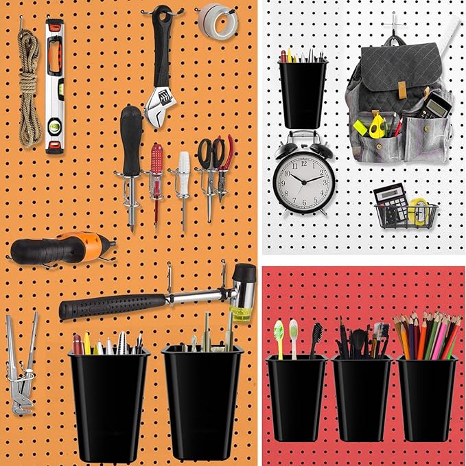 12 Pack Pegboard Cups,It is Used for The Liquid That The Can Not Hang or Has No Corrosion and No Volatility (Black)