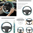 Peacock 13 PCS Car Seat Cover Set with Steering Wheel Cover Seat Belt Strap Cover Armrest Cover Coaster Keychain Automobile Interior Sets Decoration Easy to Install