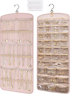 BAGSMART Hanging Jewelry Organizer, Necklace Holder Anti-tangle Earrings Rings Hanger with 20 Jewelry Bags Travel Storage Rol
