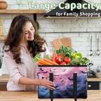 Reusable Grocery Bags Heavy Duty Shopping Bags Foldable Large Tote Bags with Long Handles & Hard Bottom
