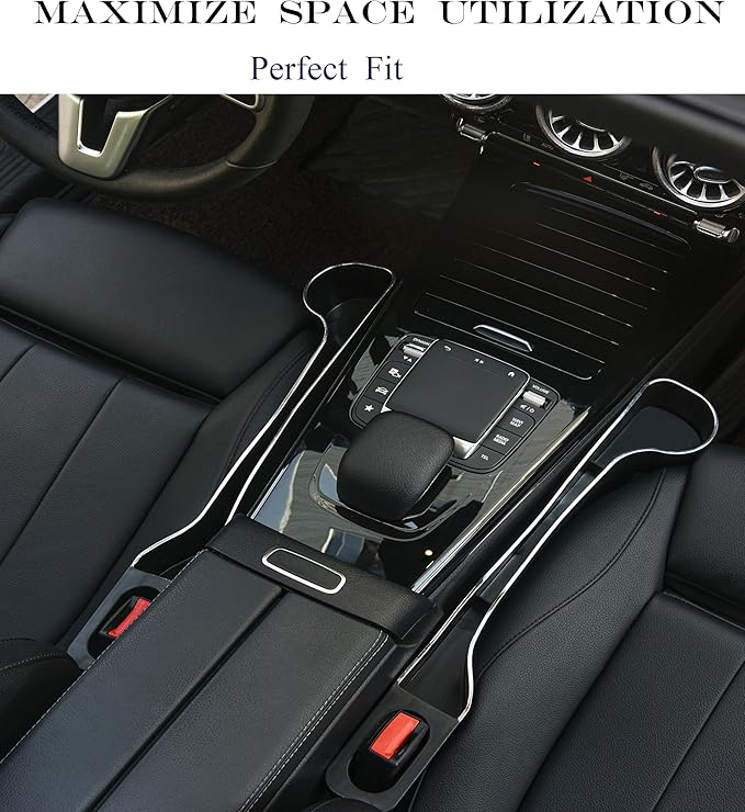 Car Seat Gap Filler Organizer- Upgrade Car Side Seat Gap Filler with Cup Holder and Phone Holder- Car Seat Gap Organizer for Prevent Falling-Seat Gap Storage 2 Pack (2, Black)